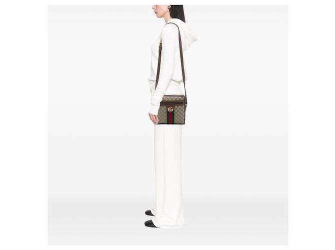 Borsa a tracolla Gucci Beige Small GG Supreme Web Ophidia - vista 6