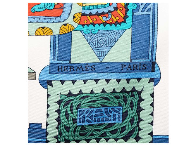Carré di seta Hermès Blue Astres Et Soleils 90 - vista 4