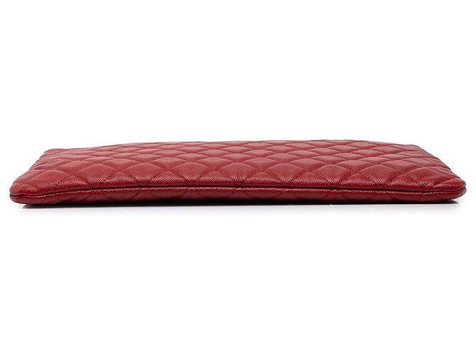 Clutch Chanel Red Large Quilted Caviar O Case - vista 3