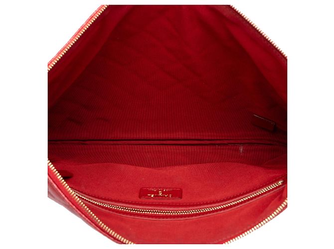 Clutch Chanel Red Large Quilted Caviar O Case - vista 4