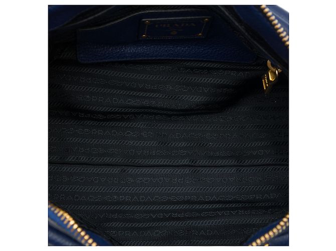 Borsa Prada Blue Vitello Daino con chiusura a zip - vista 4