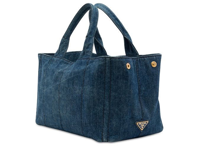 Prada Blue Denim Canapa Logo Tote - Ansicht 2