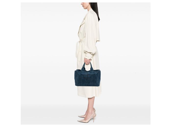 Prada Blue Denim Canapa Logo Tote - Ansicht 6