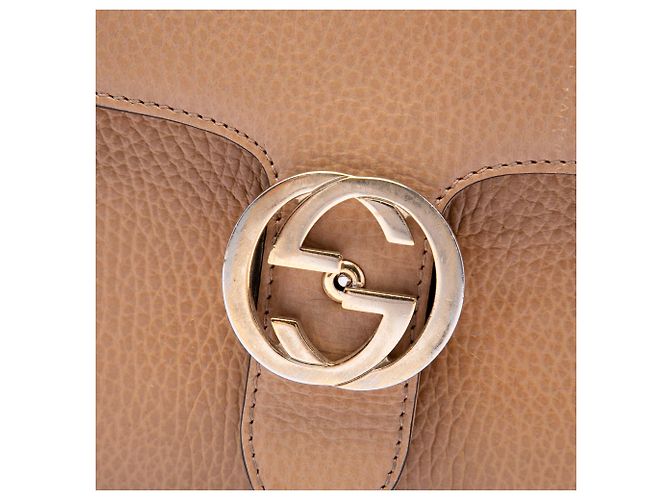 Gucci Borsa a tracolla Interlocking G in pelle di vitello Dollar Medium Marrone - vista 5