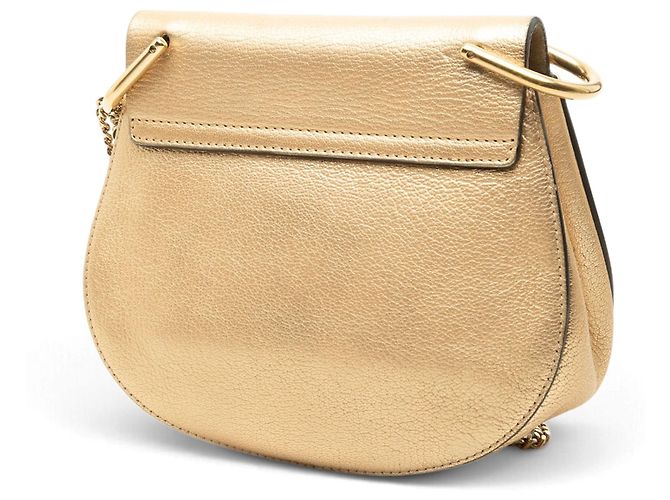 Chloé Gold Mini Metallic Leather Drew Crossbody - vista 2