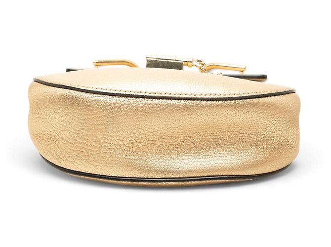 Chloé Gold Mini Metallic Leather Drew Crossbody - vista 3