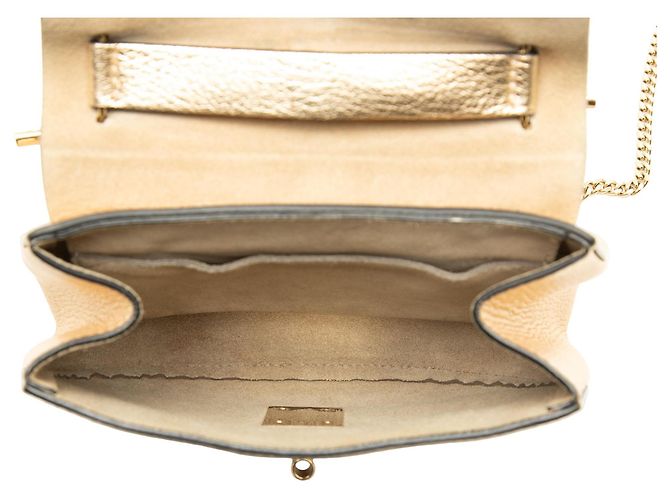 Chloé Gold Mini Metallic Leather Drew Crossbody - vista 4
