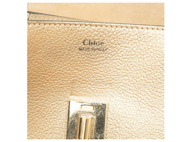 Chloé Gold Mini Metallic Leather Drew Crossbody - vista 5