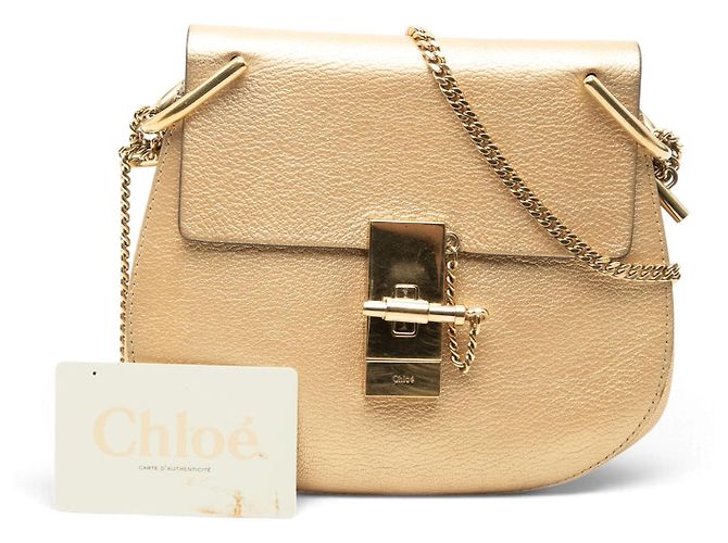 Chloé Gold Mini Metallic Leather Drew Crossbody - vista 7