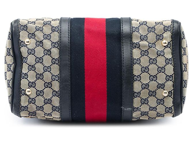 Borsa Boston Gucci Beige Medium GG Canvas Web Joy - vista 3