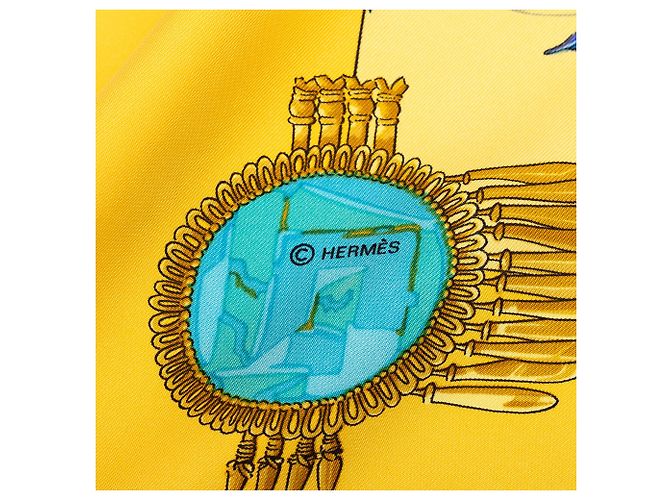 Foulard di seta Hermès Yellow Mexique 90 - vista 3