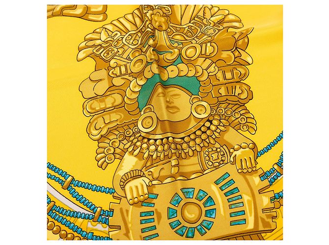 Foulard di seta Hermès Yellow Mexique 90 - vista 6