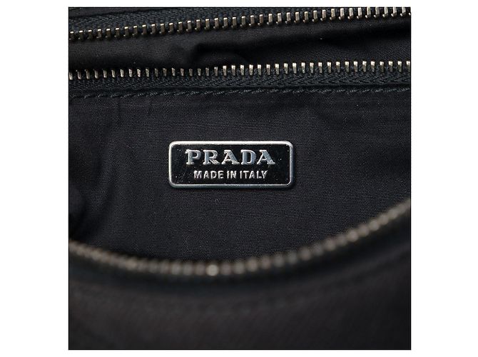 Prada Mini Borsa in Jersey Nero con Manico Piatto - vista 5