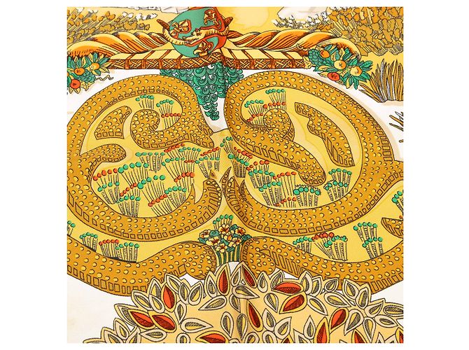Hermès Yellow Le Paradis du Roy Seidentuch 90 - Ansicht 11