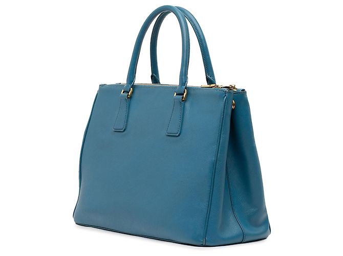 Borsa Prada Blue Medium Saffiano Lux Galleria Double Zip Satchel - vista 2