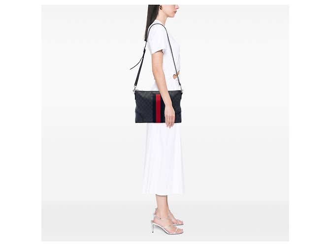 Borsa a tracolla Gucci Black GG Supreme Web - vista 6