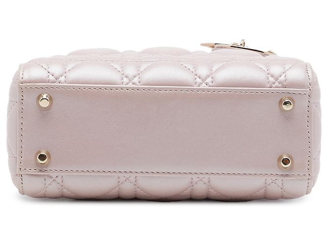 Dior Pink Mini Pearlescent Lambskin Cannage Lady Dior - vista 3