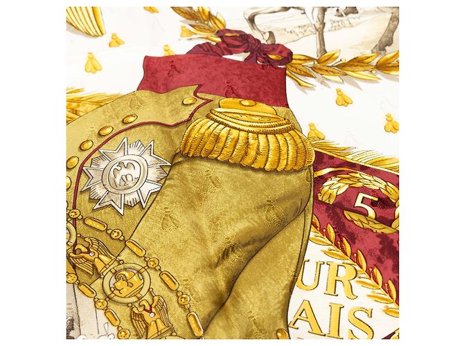Pañuelo de seda Hermès Napoleon Blanco 90 - vista 8