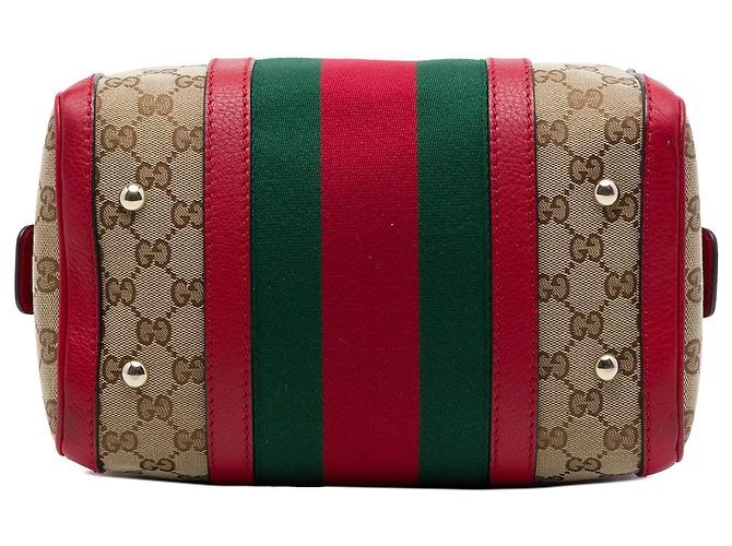 Borsa Boston Gucci Beige Small GG Canvas Web Joy - vista 3
