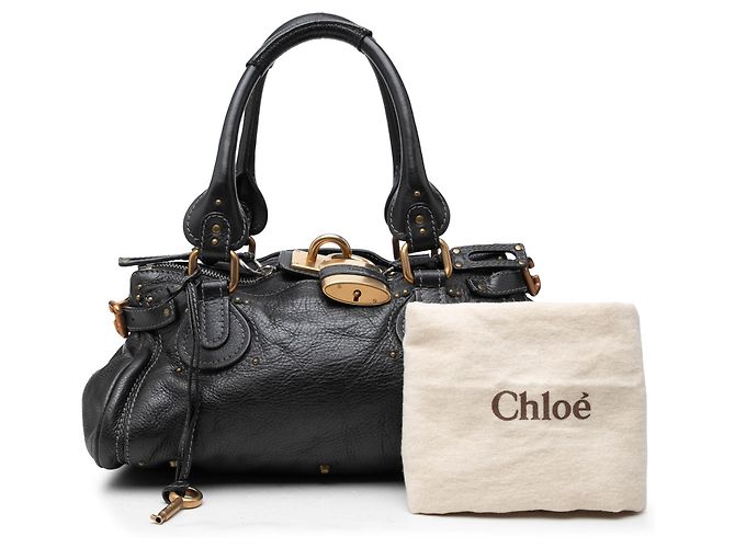 Borsa a mano Chloé Paddington Medium in pelle nera - vista 7