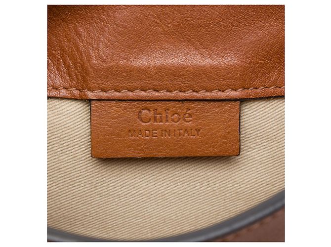 Mini zaino Faye Chloé in vitello e camoscio marrone - vista 5