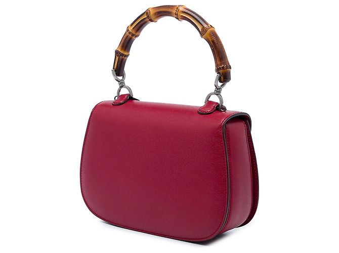 Bamboo Borsa Gucci Red Medium in pelle di vitello con manico in bambù - vista 2