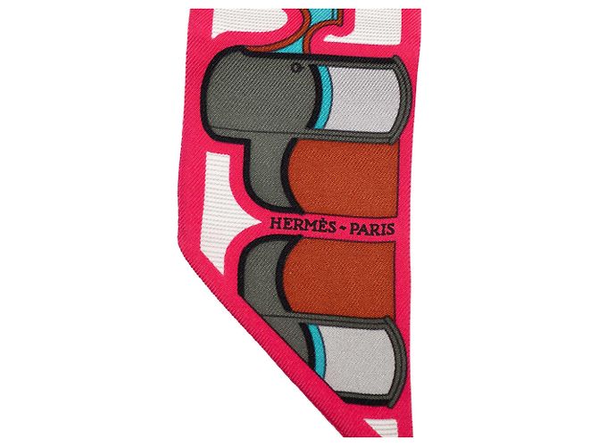 Pañuelo Twilly de seda Hermès Pink Les Coupes - vista 2