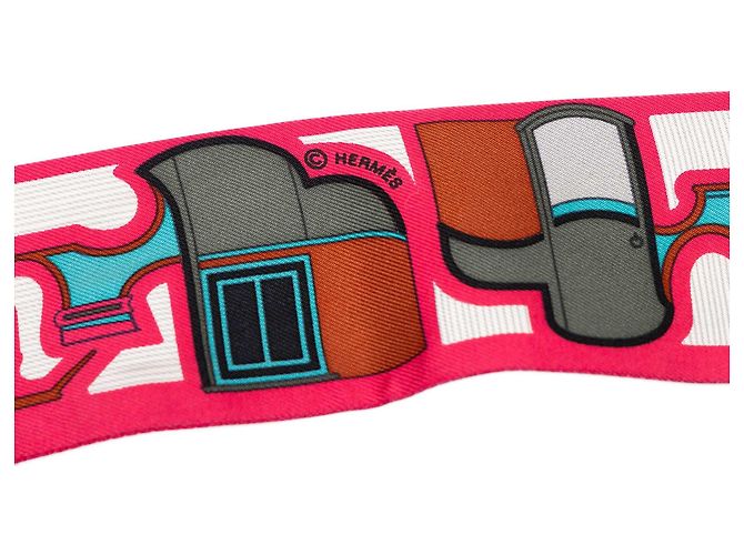 Pañuelo Twilly de seda Hermès Pink Les Coupes - vista 4