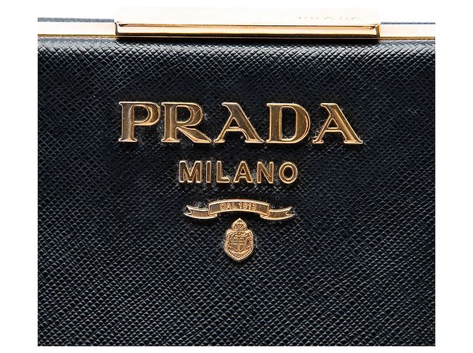 Prada Borsa a tracolla Light Frame in Saffiano nero e pelle City Calf - vista 5