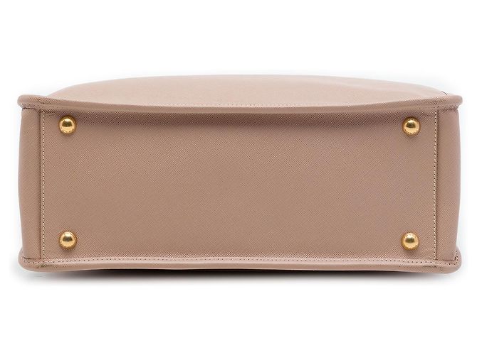 Prada Borsa Tote Galleria Double Zip Frame Medium in Saffiano Marrone - vista 3