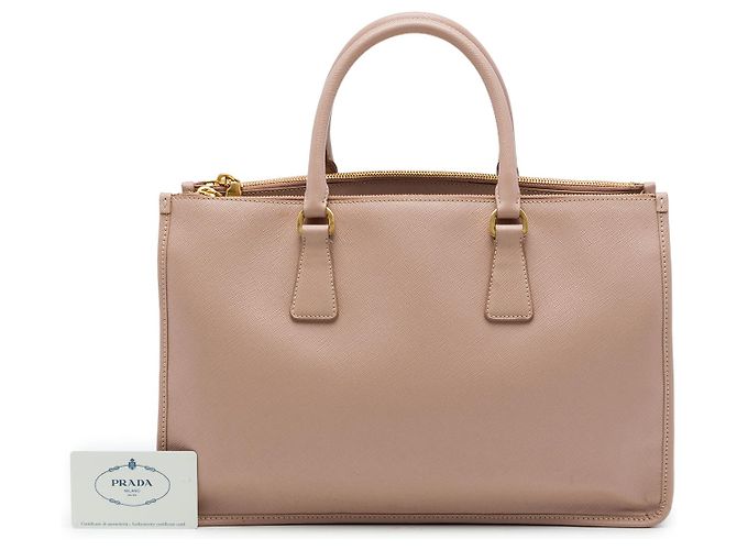 Prada Borsa Tote Galleria Double Zip Frame Medium in Saffiano Marrone - vista 7