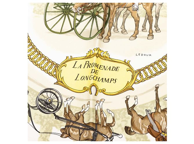 Foulard di seta Hermès Pink La Promenade de Longchamps 90 - vista 4