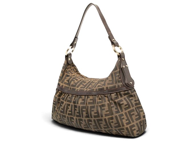 Borsa a tracolla Fendi Brown Zucca Canvas Chef - vista 2