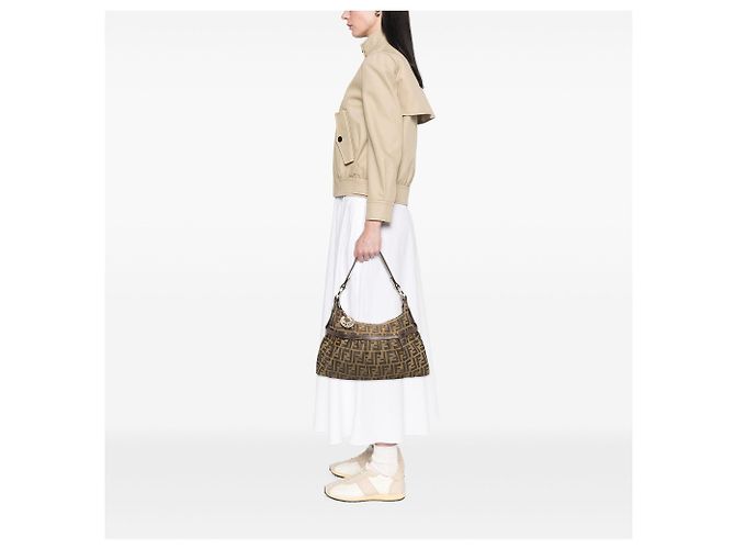 Borsa a tracolla Fendi Brown Zucca Canvas Chef - vista 5