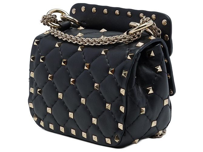 Borsa Valentino Black Micro Nappa Rockstud Spike Satchel - vue 2