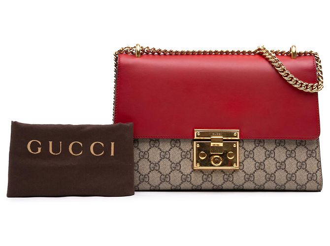 Padlock Borsa a tracolla Gucci Beige Medium GG Supreme con lucchetto - vista 7
