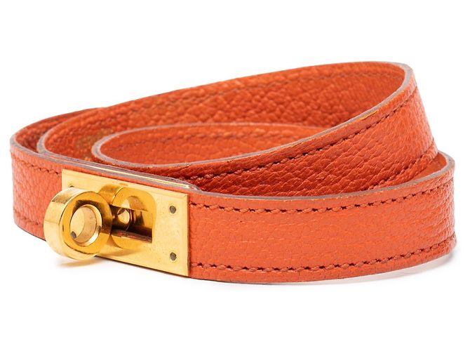 Bracciale Hermès Kelly Double Tour in Chevre Mysore Orange - vista 2