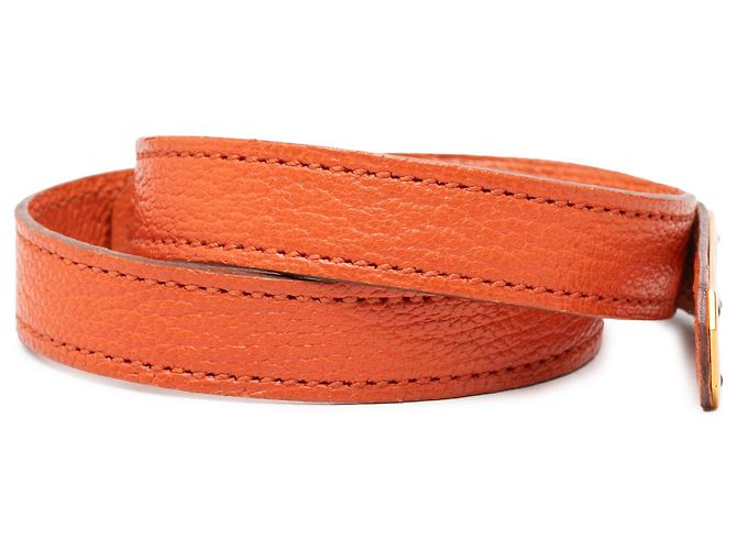 Bracciale Hermès Kelly Double Tour in Chevre Mysore Orange - vista 3