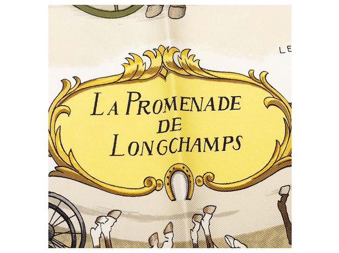 Foulard di seta Hermès Blue La Promenade de Longchamps 90 - vista 3