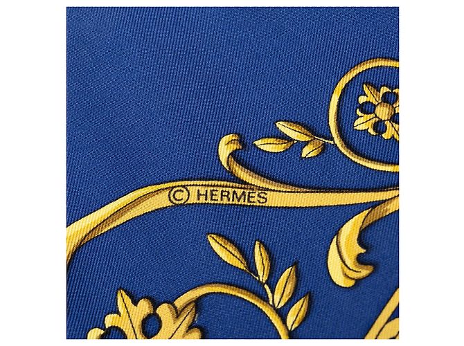 Foulard di seta Hermès Blue La Promenade de Longchamps 90 - vista 7