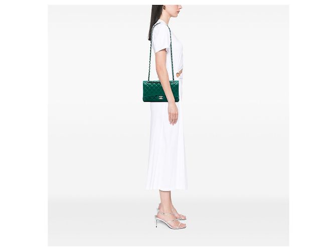 Chanel Green Medium Classic Lambskin Double Flap - vista 6
