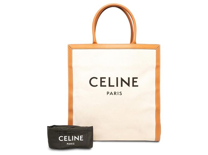 Céline Celine Cabas Vertical Grande de lona marrón - vista 6