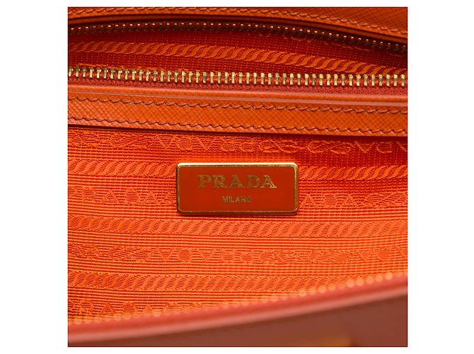 Prada Orange Small Saffiano Lux Galleria Double Zip Satchel - vista 5