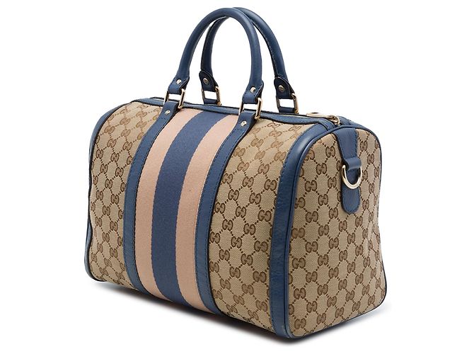 Borsa Boston Gucci Beige Medium GG Canvas Web Joy - vista 2