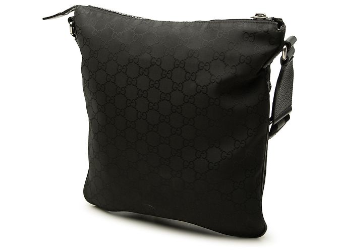 Borsa a tracolla Gucci in nylon GG nero con Web - vista 2