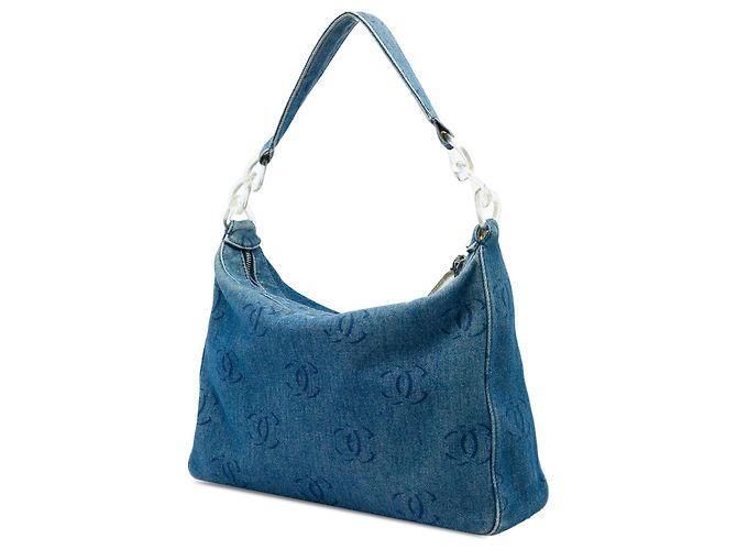 Bolso de hombro Chanel Blue CC Denim - vista 2