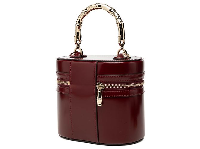 Bamboo Borsa Vanity Gucci in vitello lucido rosso con bambù - vista 2