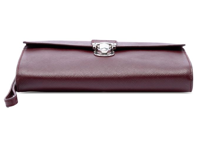 Prada Red Saffiano Envelope Pushlock Clutch - Ansicht 3