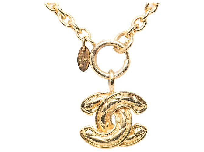 Collana con pendente matelassé Chanel Gold CC placcato oro - vista 2