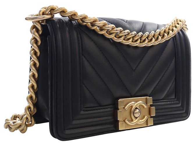 Chanel Black Small Chevron Lambskin Boy Flap - vista 11